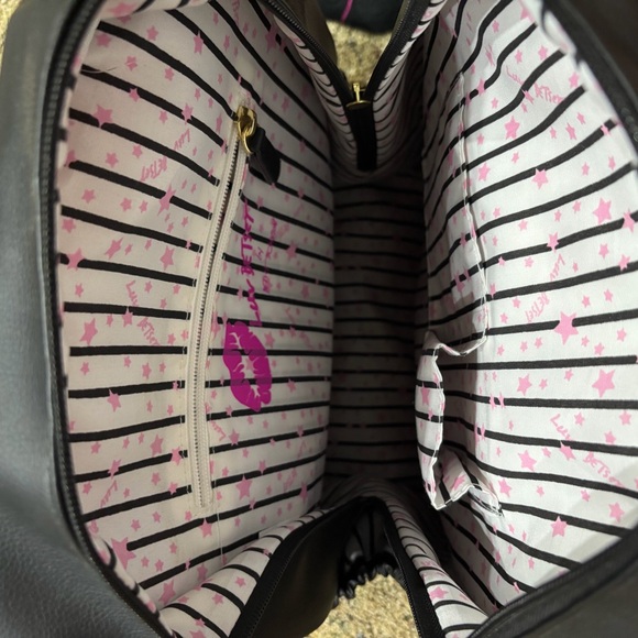 Betsey Johnson Black Cat-Embossed Pattern Faux Leather Backpack - Picture 5 of 6